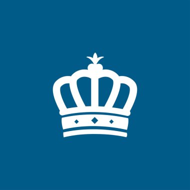 Crown Icon Mavi Arkaplanda. Mavi Düz Biçim Vektör İllüstrasyonu.