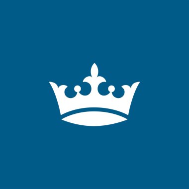 Crown Icon Mavi Arkaplanda. Mavi Düz Biçim Vektör İllüstrasyonu.