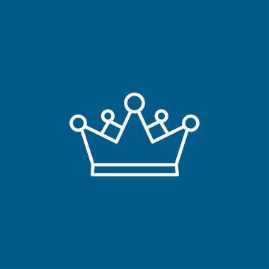 Mavi Arkaplanda Crown Line Simgesi. Mavi Düz Biçim Vektör İllüstrasyonu.