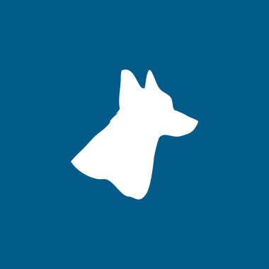 Mavi Arkaplanda Köpek Simgesi. Mavi Düz Biçim Vektör İllüstrasyonu.