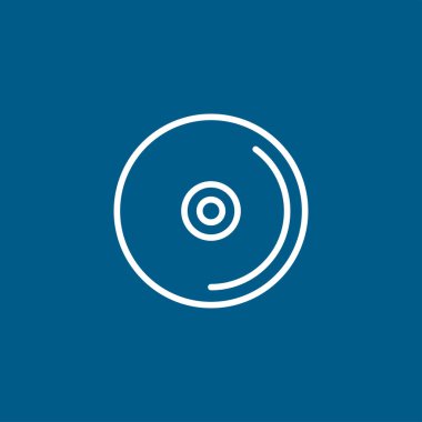 DVD veya CD Satır Simgesi Mavi Arkaplanda. Mavi Düz Biçim Vektör İllüstrasyonu.