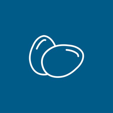 Mavi Arkaplanda Yumurta Hattı Simgesi. Mavi Düz Biçim Vektör İllüstrasyonu.