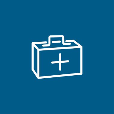 Mavi Arkaplanda İlk Yardım Hattı Simgesi. Mavi Düz Biçim Vektör İllüstrasyonu.