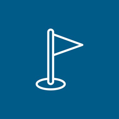 Mavi Arkaplanda Bayrak Çizgisi Simgesi. Mavi Düz Biçim Vektör İllüstrasyonu.