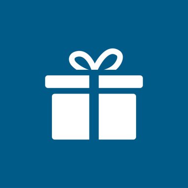 Mavi Arkaplanda Hediye Kutusu Simgesi. Mavi Düz Biçim Vektör İllüstrasyonu.