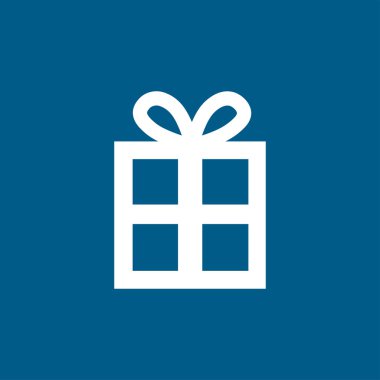 Mavi Arkaplanda Hediye Kutusu Simgesi. Mavi Düz Biçim Vektör İllüstrasyonu.