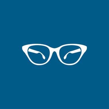 Mavi Arkaplanda Gözlük Simgesi. Mavi Düz Biçim Vektör İllüstrasyonu.