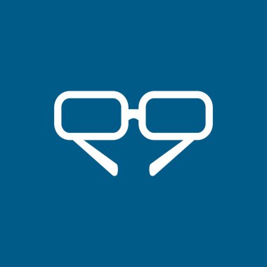 Mavi Arkaplanda Gözlük Simgesi. Mavi Düz Biçim Vektör İllüstrasyonu.