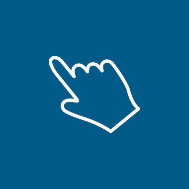 Mavi Arkaplanda El Hat Simgesi. Mavi Düz Biçim Vektör İllüstrasyonu.