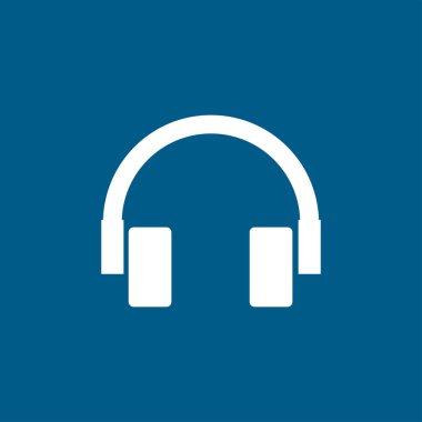 Mavi Arkaplanda Kulaklık Simgesi. Mavi Düz Biçim Vektör İllüstrasyonu.