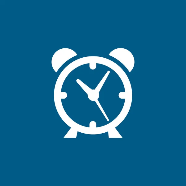 青色の背景に目覚まし時計アイコン ブルーフラットスタイルベクトルイラスト — ストックベクタ