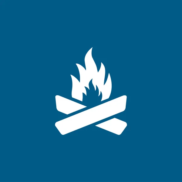 Знак Огненного Лагеря Синем Фоне Вектор Синего Плоского Стиля — стоковый вектор