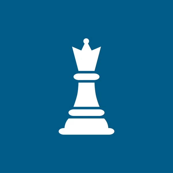 Schaken Koningin Ikoon Blauwe Achtergrond Blauwe Vlakke Stijl Vectorillustratie — Stockvector