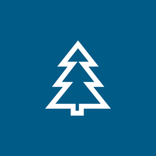 Vánoční Strom Ikona Modrém Pozadí Vektorová Ilustrace Modrého Plochého Stylu — Stockový vektor