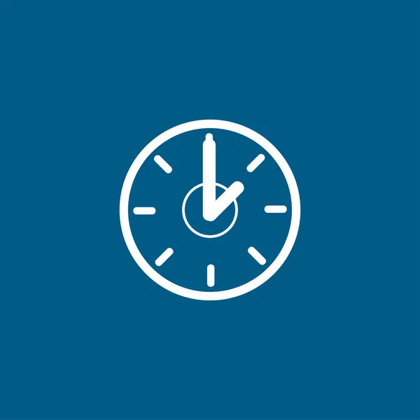 青の背景に時計アイコン ブルーフラットスタイルベクトルイラスト — ストックベクタ