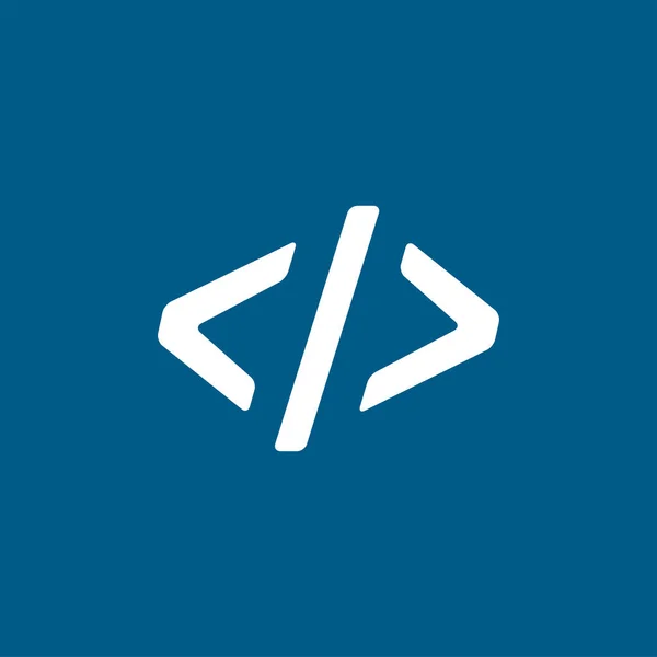 Code Symbol Auf Blauem Hintergrund Blaue Flache Vektor Illustration — Stockvektor