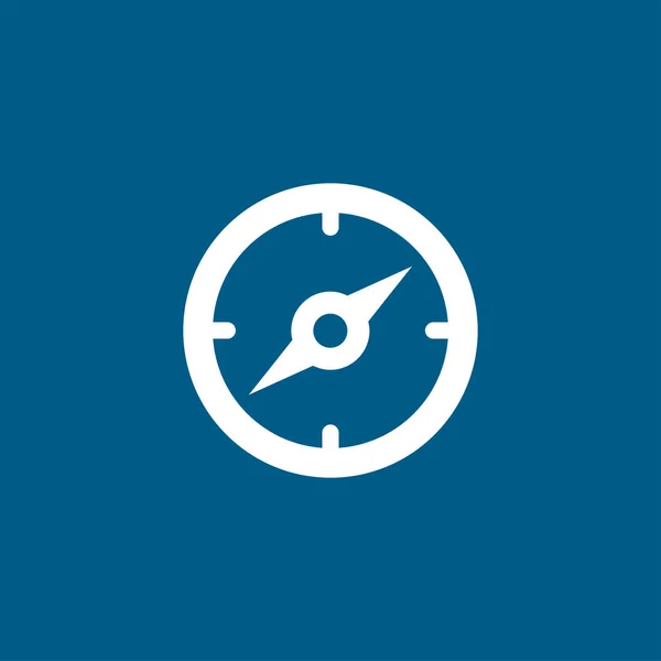 Kompas Icoon Blauwe Achtergrond Blauwe Vlakke Stijl Vectorillustratie — Stockvector