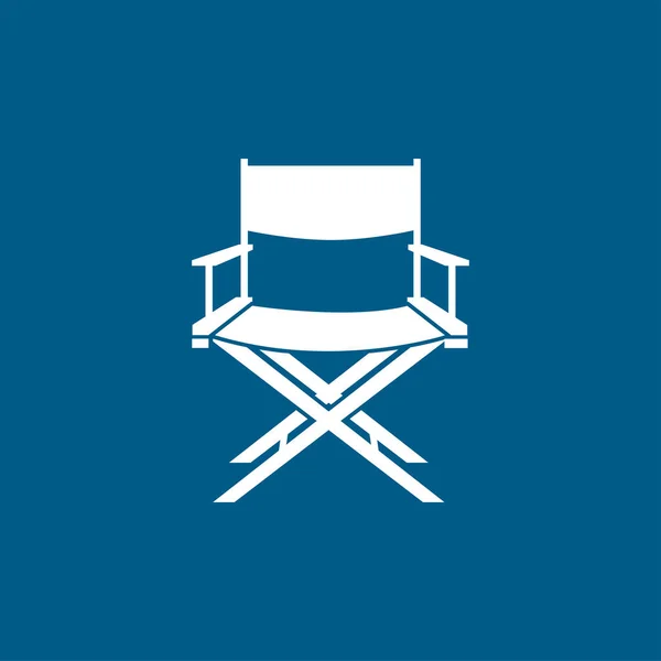 Director Chair Icon Auf Blauem Hintergrund Blaue Flache Vektor Illustration — Stockvektor