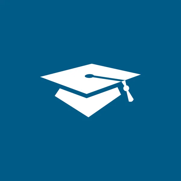 Graduation Hat Icon Auf Blauem Hintergrund Blaue Flache Vektor Illustration — Stockvektor