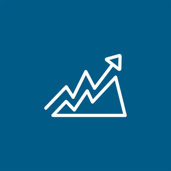 Gráfico Crescente Ícone Linha Fundo Azul Ilustração Vetor Estilo Plano — Vetor de Stock