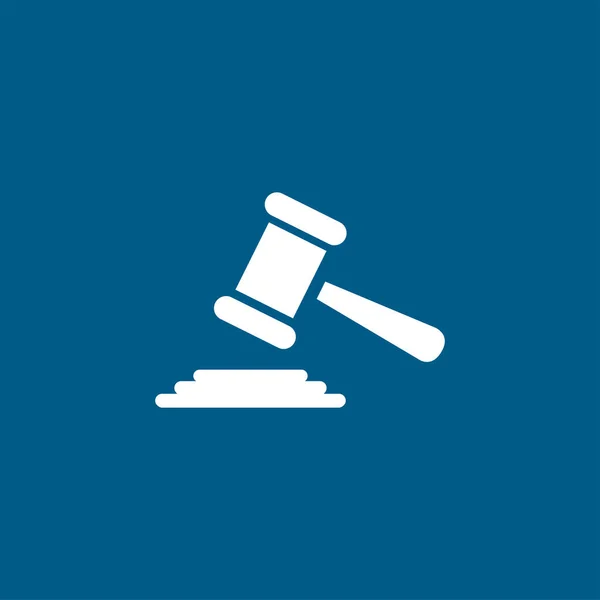 Δικαστής Γκαβέλ Ίκον Στο Μπλε Φόντο Μπλε Επίπεδη Στυλ Εικονογράφηση — Διανυσματικό Αρχείο