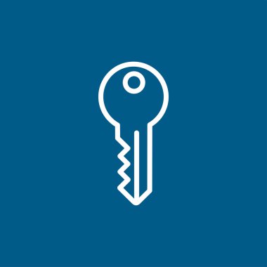 Mavi Arkaplanda Anahtar Satır Simgesi. Mavi Düz Biçim Vektör İllüstrasyonu.