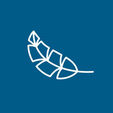 Mavi Arkaplanda Yaprak Çizgisi Simgesi. Mavi Düz Biçim Vektör İllüstrasyonu.