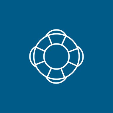 Mavi Arkaplanda Lifebuoy Hattı Simgesi. Mavi Düz Biçim Vektör İllüstrasyonu.