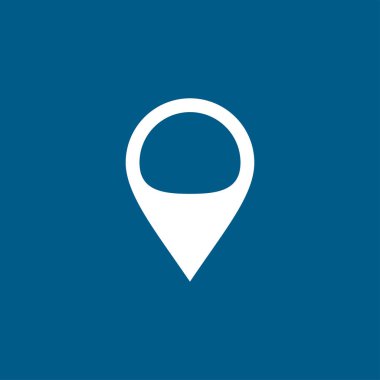 Mavi Arkaplanda Yer Bulucu Simgesi. Mavi Düz Biçim Vektör İllüstrasyonu.