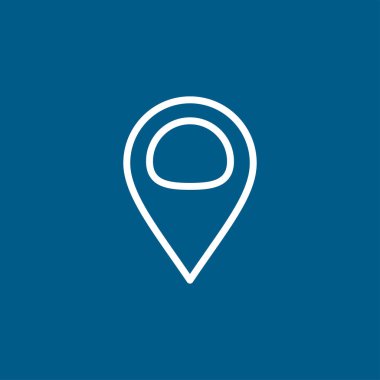 Mavi Arkaplanda Yer Bulma Hattı Simgesi. Mavi Düz Biçim Vektör İllüstrasyonu.