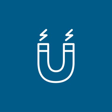 Mavi Arkaplanda mıknatıs hattı simgesi. Mavi Düz Biçim Vektör İllüstrasyonu.