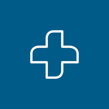 Mavi Arkaplanda Tıbbi Geçiş Çizgisi Simgesi. Mavi Düz Biçim Vektör İllüstrasyonu.