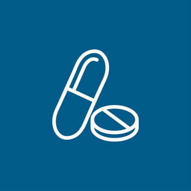 Mavi Arkaplanda İlaç Hattı Simgesi. Mavi Düz Biçim Vektör İllüstrasyonu.