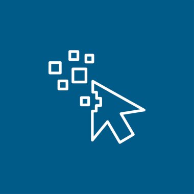 Mavi Arkaplanda Fare İmleç Satırı Simgesi. Mavi Düz Biçim Vektör İllüstrasyonu.