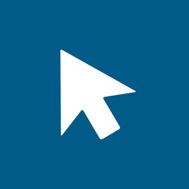 Mavi Arkaplanda Fare İmleci Simgesi. Mavi Düz Biçim Vektör İllüstrasyonu.