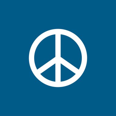 Mavi Arkaplanda Barış Simgesi Simgesi. Mavi Düz Biçim Vektör İllüstrasyonu.