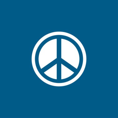 Mavi Arkaplanda Barış Simgesi Simgesi. Mavi Düz Biçim Vektör İllüstrasyonu.
