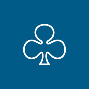 Mavi Arkaplanda Kart Kulübü Çizgisi Simgesi Oynanıyor. Mavi Düz Biçim Vektör İllüstrasyonu.