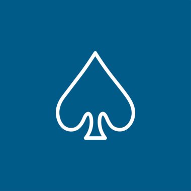 Mavi Arkaplanda Kart Maça Hattı Simgesi Oynanıyor. Mavi Düz Biçim Vektör İllüstrasyonu.