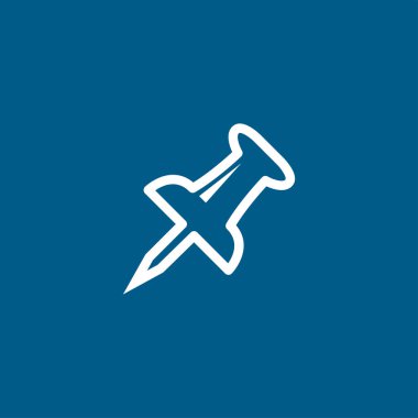 Mavi Arkaplan 'daki Pin Line Simgesi' ne bas. Mavi Düz Biçim Vektör İllüstrasyonu.