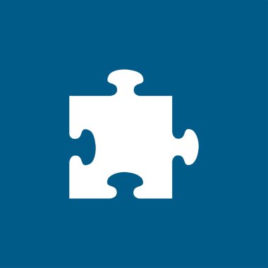 Mavi Arkaplanda Bulmaca Simgesi. Mavi Düz Biçim Vektör İllüstrasyonu.