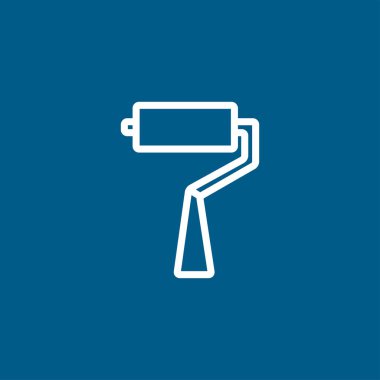 Mavi Arkaplanda Patenli Fırça Hattı Simgesi. Mavi Düz Biçim Vektör İllüstrasyonu.