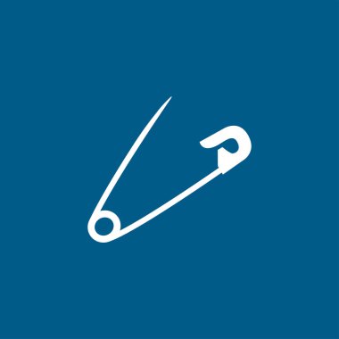 Mavi Arkaplanda Güvenlik İğnesi Simgesi. Mavi Düz Biçim Vektör İllüstrasyonu.