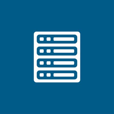 Mavi Arkaplanda Sunucu Simgesi. Mavi Düz Biçim Vektör İllüstrasyonu.