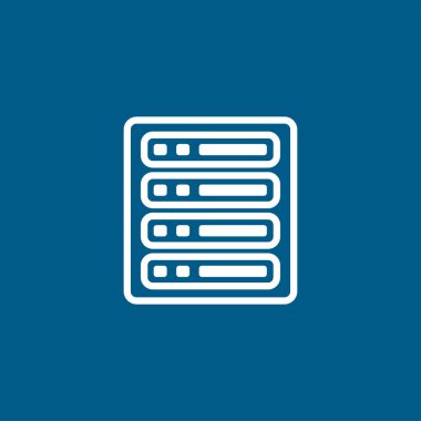 Mavi Arkaplanda Sunucu Satırı Simgesi. Mavi Düz Biçim Vektör İllüstrasyonu.