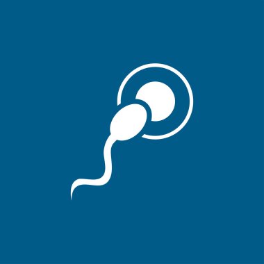 Mavi Arkaplanda Sperm Simgesi. Mavi Düz Biçim Vektör İllüstrasyonu.