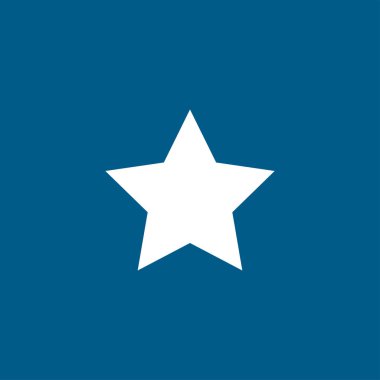 Mavi Arkaplanda Yıldız Simgesi. Mavi Düz Biçim Vektör İllüstrasyonu.