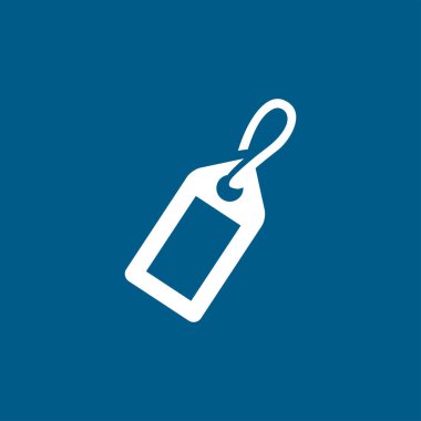 Mavi Arkaplanda Etiket Simgesi. Mavi Düz Biçim Vektör İllüstrasyonu.