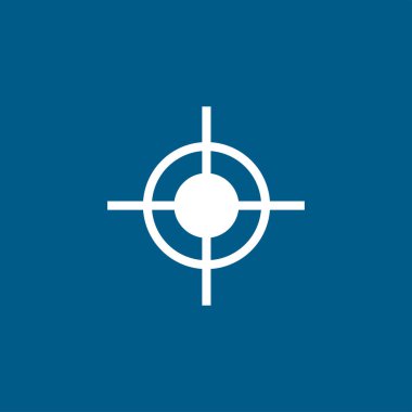 Hedef Simgesi Mavi Arkaplanda. Mavi Düz Biçim Vektör İllüstrasyonu.