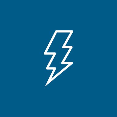 Mavi Arkaplanda Şimşek Hattı Simgesi. Mavi Düz Biçim Vektör İllüstrasyonu.